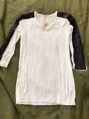 Bailey 44 White Long Sleeve Tee with Black Sleeves